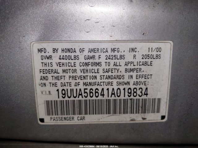 2001 ACURA TL 19UUA56641A019834 Photo 8