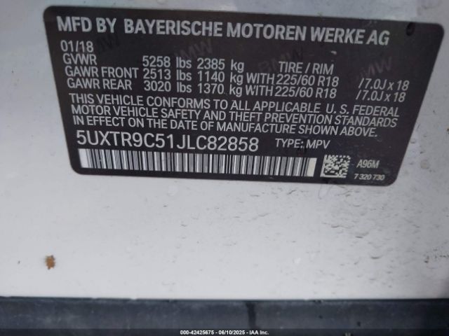 2018 BMW X3 5UXTR9C51JLC82858 Photo 8