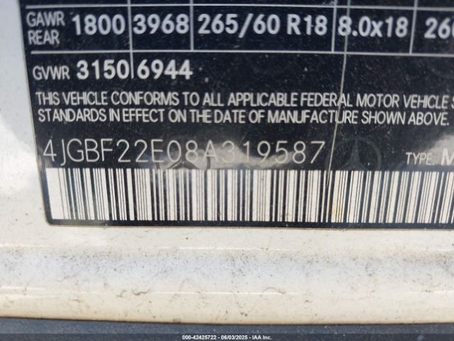 2008 MERCEDES-BENZ GL 320 CDI 4JGBF22E08A319587 Photo 8