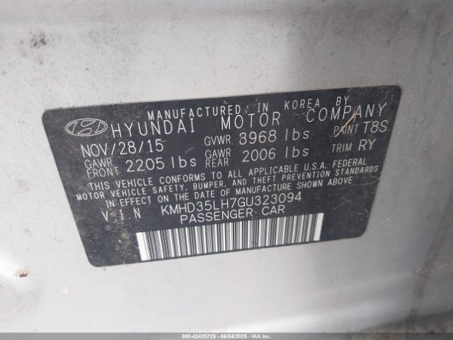 KMHD35LH7GU323094 Hyundai ELANTRA GT