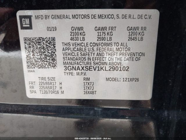 2019 CHEVROLET EQUINOX 3GNAXSEV1KL290102 Photo 8
