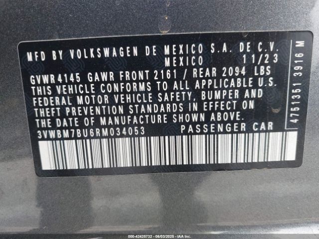 2024 VOLKSWAGEN JETTA 3VWBM7BU6RM034053 Photo 8