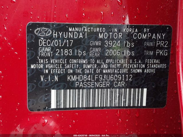 2018 HYUNDAI ELANTRA KMHD84LF9JU609112 Photo 8