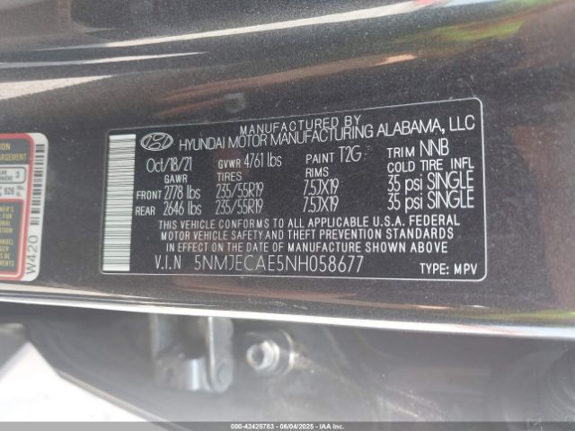 2022 HYUNDAI TUCSON 5NMJECAE5NH058677 Photo 8