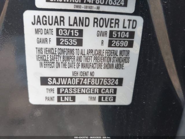 2015 JAGUAR XF SAJWA0F74F8U76324 Photo 8