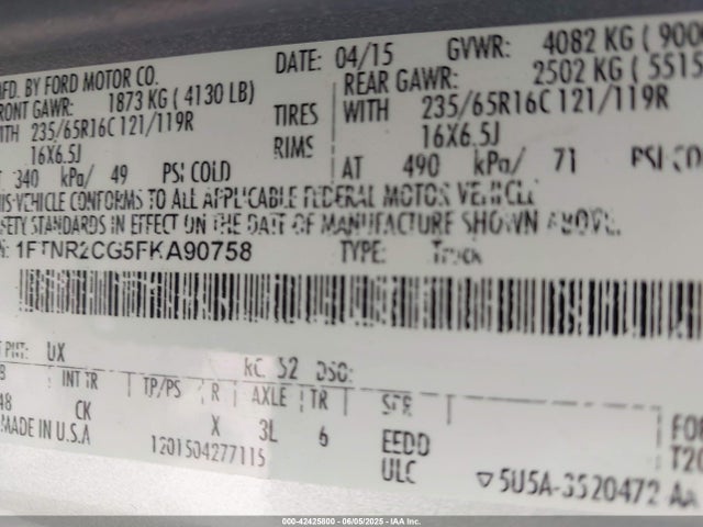 1FTNR2CG5FKA90758 Ford Transit