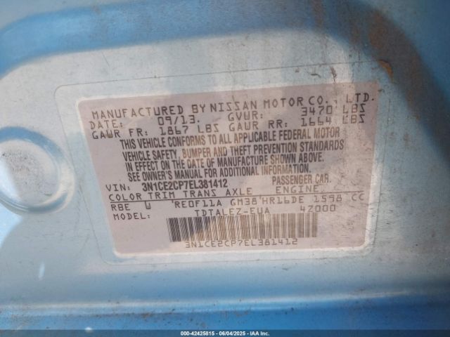 3N1CE2CP7EL381412 Nissan Versa Note Sv