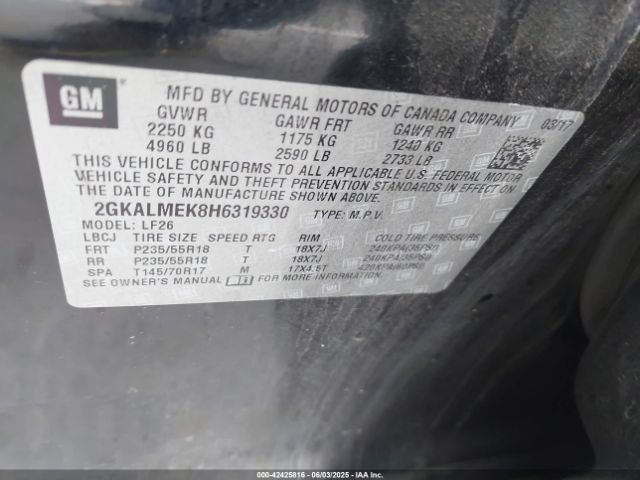 2017 GMC TERRAIN 2GKALMEK8H6319330 Photo 8