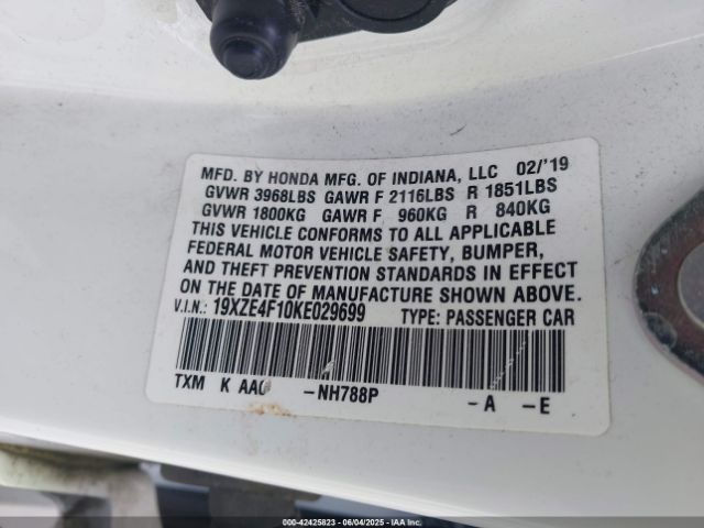 2019 HONDA INSIGHT 19XZE4F10KE029699 Photo 8