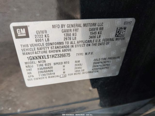 1GKKNXLS1HZ326675 GMC Acadia Denali