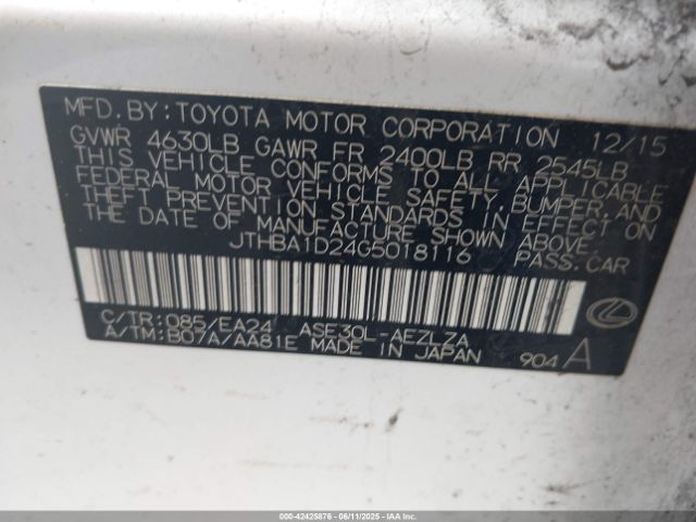 2016 LEXUS IS 200T JTHBA1D24G5018116 Photo 8