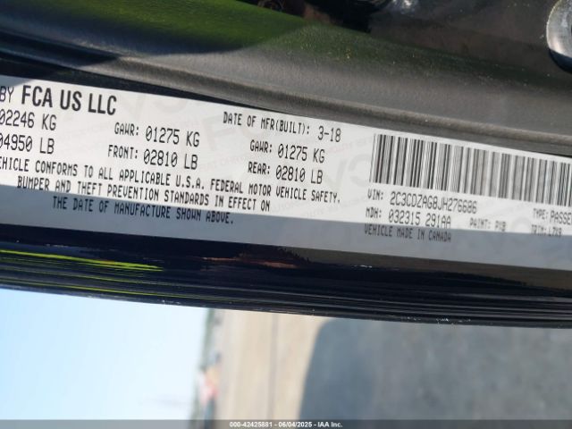 2C3CDZAG8JH276686 Dodge Challenger Sxt