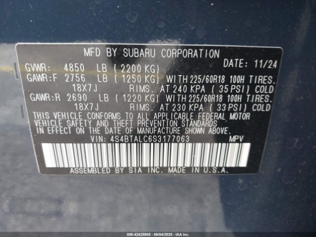 4S4BTALC6S3177063 Subaru Outback Onyx Edition