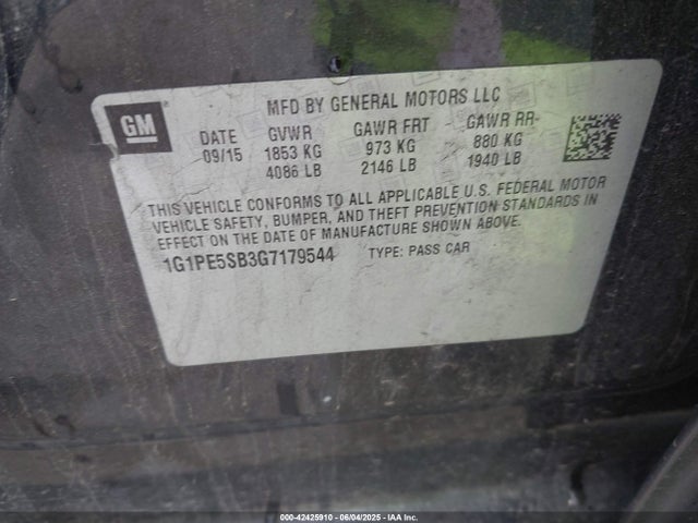 1G1PE5SB3G7179544 Chevrolet Cruze Limited 1lt Auto