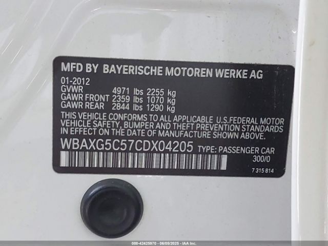 2012 BMW 528I WBAXG5C57CDX04205 Photo 8