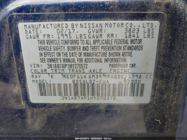 Nissan SENTRA SV 2017 3N1AB7AP1HY270572 Image 9