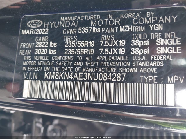 Hyundai 2022 2022 KM8KN4AE3NU084287 Image 9