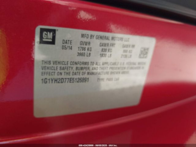 2014 CHEVROLET CORVETTE STINGRAY 1G1YH2D77E5126891 Photo 8