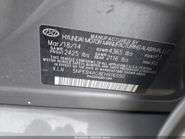 5NPEB4AC8EH916550 Hyundai SONATA GLS