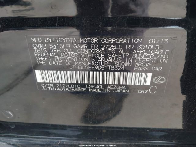 2013 LEXUS LS 460 JTHBL5EF9D5118324 Photo 8