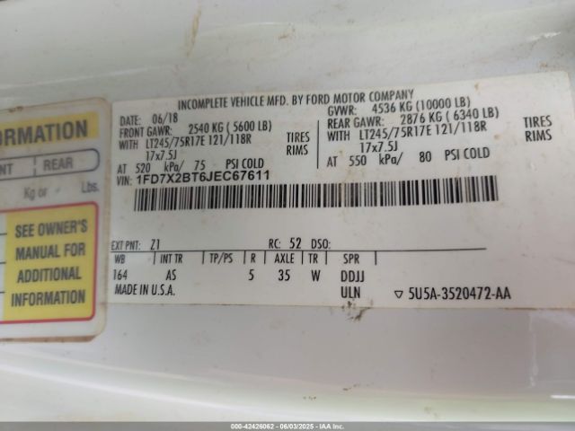 1FD7X2BT6JEC67611 Ford F-250 Xl