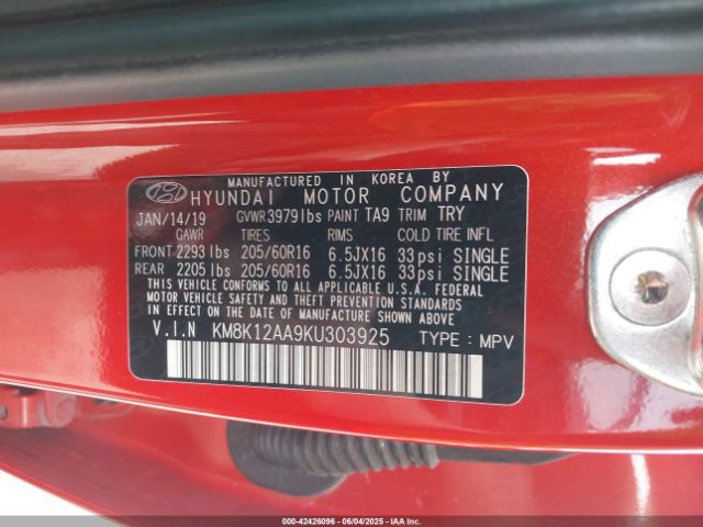 2019 HYUNDAI KONA KM8K12AA9KU303925 Photo 8
