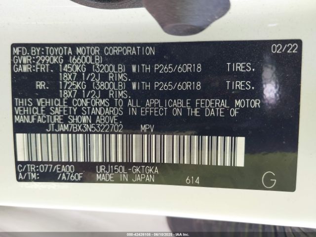 2022 LEXUS GX 460 JTJAM7BX3N5322702 Photo 8