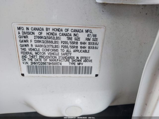 2009 ACURA MDX 2HNYD28679H501174 Photo 8