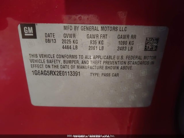 Aukcja sprzedaży 2014 Cadillac Ats Standard, vin: 1G6AG5RX2E0113391, numer aukcji: 42426126