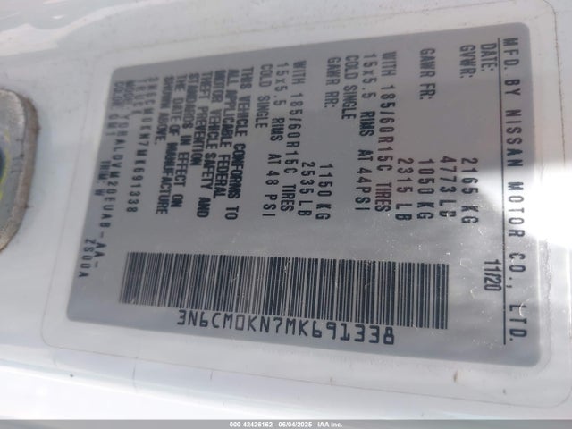 3N6CM0KN7MK691338 Nissan 2021