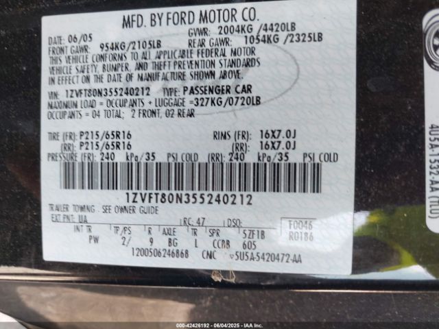 2005 FORD MUSTANG 1ZVFT80N355240212 Photo 8