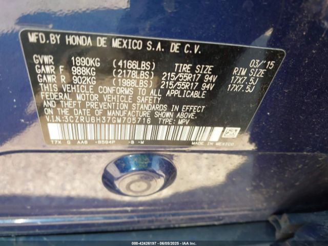 3CZRU6H37GM705716 Honda r18z9
