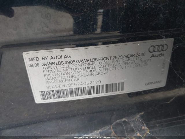 2007 AUDI A4 WAUEH78E57A062129 Photo 8
