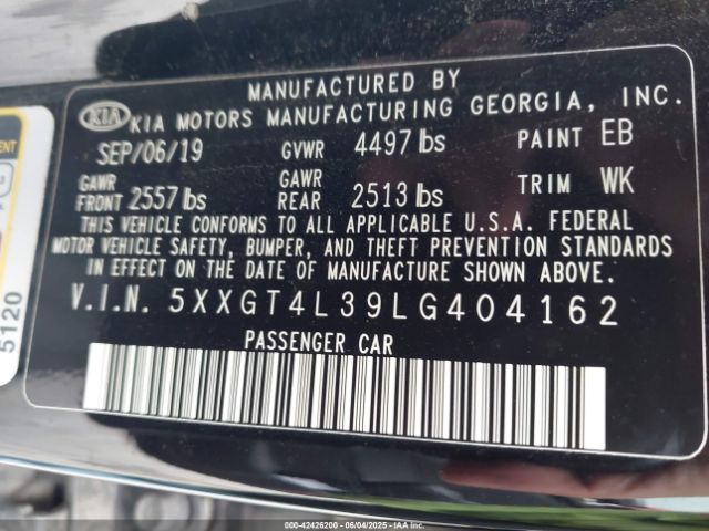 2020 KIA OPTIMA 5XXGT4L39LG404162 Photo 8