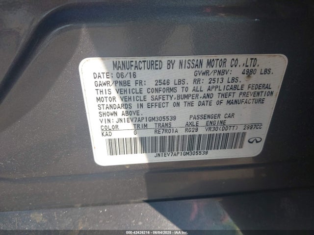 Infiniti Q50 2016 JN1EV7AP1GM305539 Image 9