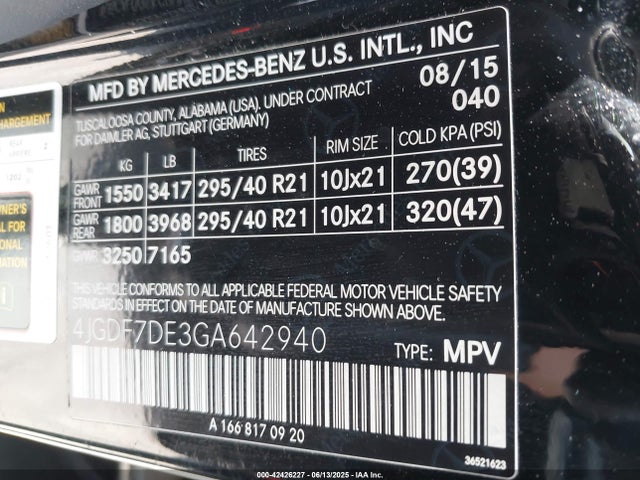 4JGDF7DE3GA642940 Mercedes-Benz Gl 550 4matic