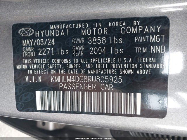 KMHLM4DG8RU805925 Hyundai mpi nu pe