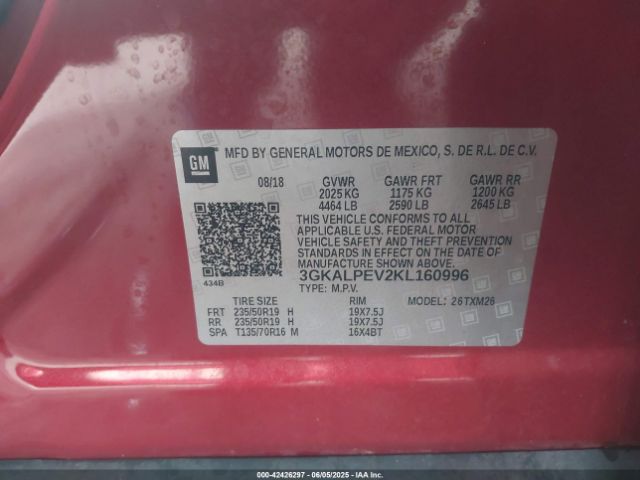 3GKALPEV2KL160996 GMC Terrain Slt