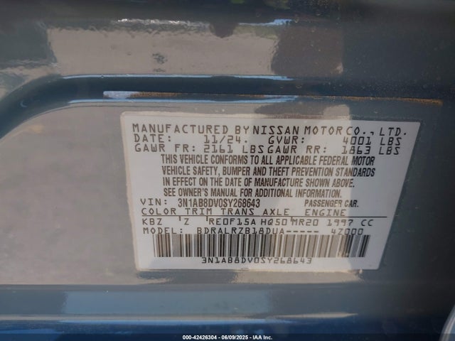 3N1AB8DV0SY268643 Nissan 2025