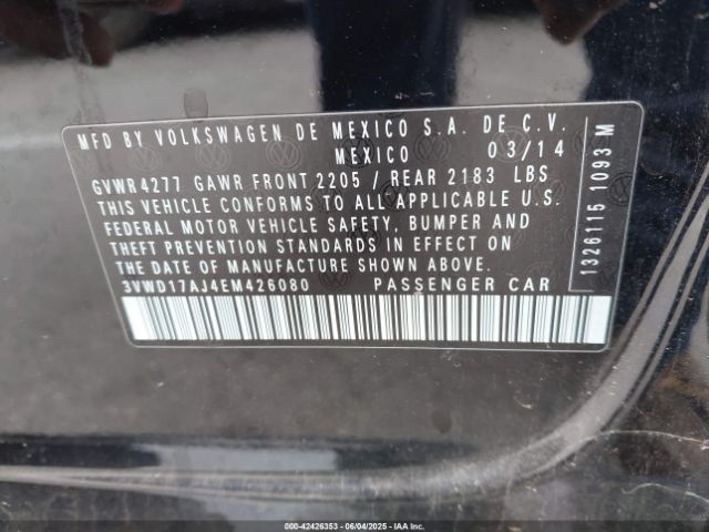 3VWD17AJ4EM426080 Volkswagen Jetta 1.8t Se