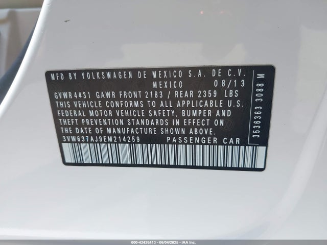 3VW637AJ9EM214259 Volkswagen Jetta Hybrid Se