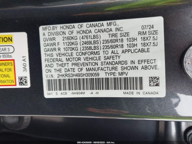 2025 HONDA CR-V 2HKRS3H49SH309059 Photo 8