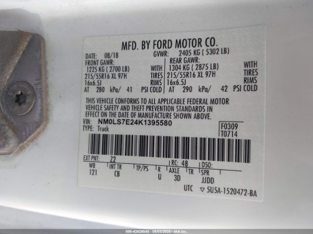 NM0LS7E24K1395580 Ford Transit Connect Xl