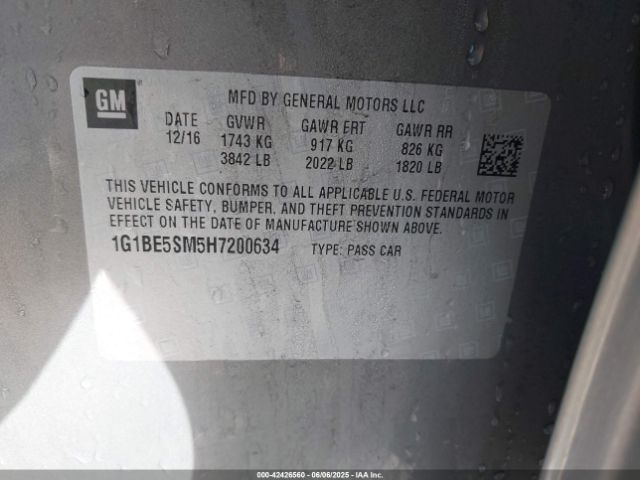 1G1BE5SM5H7200634 Chevrolet Cruze Lt Auto