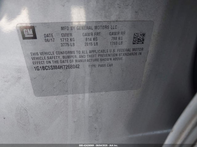 1G1BC5SM4H7268042 Chevrolet le2 -di: direct injection, vvt: variable valve timing, gen, alum
