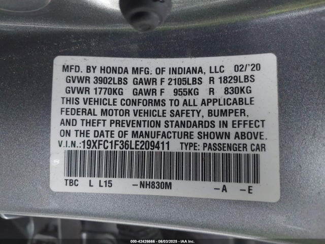 19XFC1F36LE209411 Honda CIVIC EX