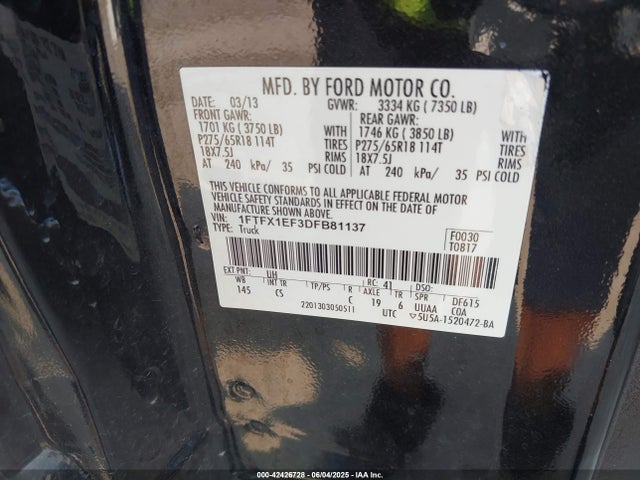 Aukcja sprzedaży 2013 Ford F-150 Stx, vin: 1FTFX1EF3DFB81137, numer aukcji: 42426728
