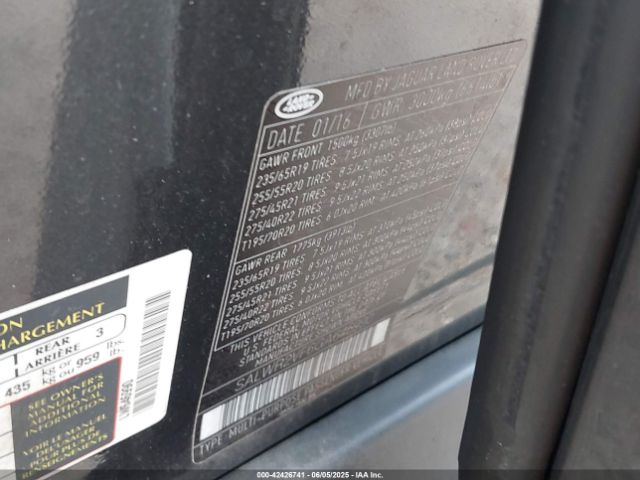 2016 LAND ROVER RANGE ROVER SPORT SALWR2VF6GA646990 Photo 8