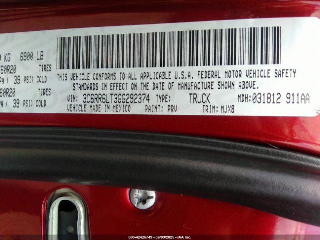 3C6RR6LT3GG292374 RAM 1500 Lone Star