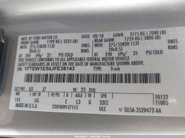 2018 FORD F-150 1FTEW1E50JFE38143 Photo 8